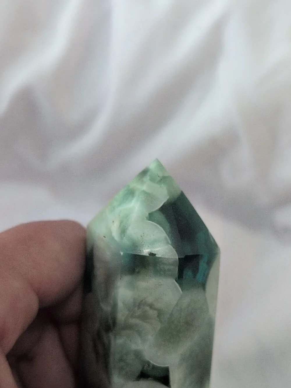 Green Floral Resin Crystal Tower Home Accent